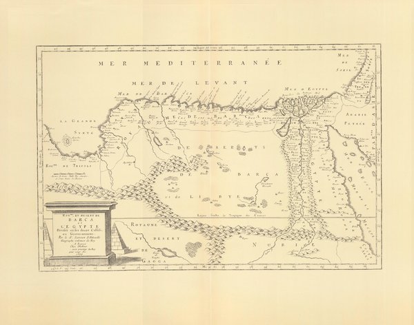 Libyen (1688). Limitierter Nachdruck von 1968. Royme, et desert de Barca et l'Egypte Divisee en ses