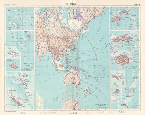 Der Orient. Landkarte (engl.) von 1958. 49 x 60 cm