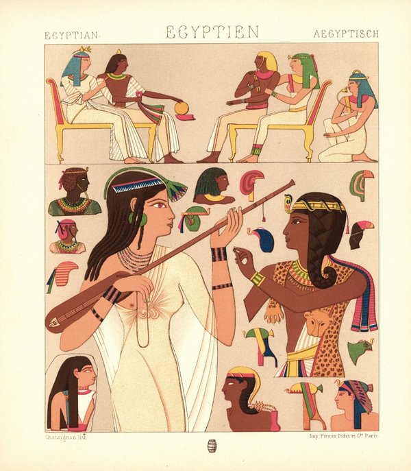 Ägypten. Zivile Kleidung Ägypterin. Lithografie von 1888. (T3)