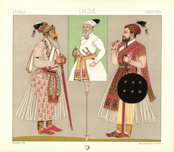 Indien. Militärkaste. Historische Porträts. Lithografie von 1888. (T110)