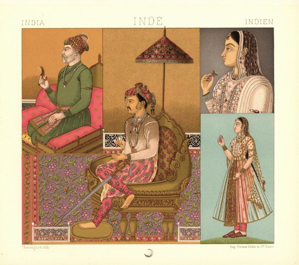 Indien. Herrscherporträts. Damen. Lithografie von 1888. (T113)