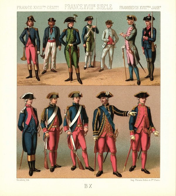 Frankreich. Königliche, republikanische Marine. 1786-1792. Lithografie von 1888. (T386)
