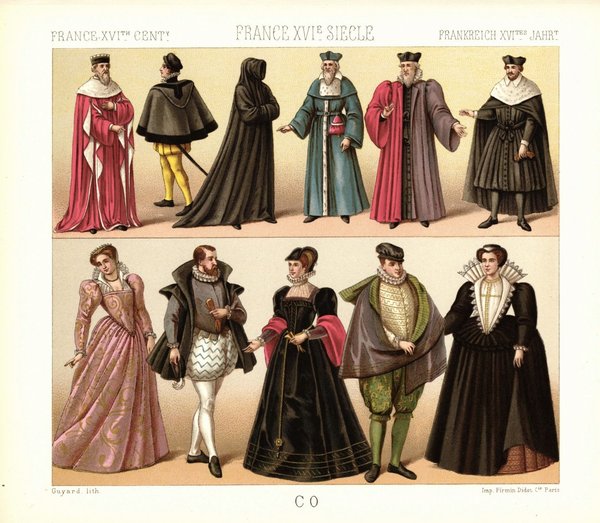 Frankreich. Mode, offizielle Kleidung, Parlamentspräsident, 16. Jhd. Lithografie von 1888. (T269)