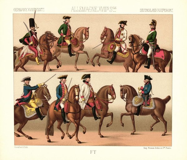 Deutschland. Siebenjähriger Krieg, 1756-1763. Preußen, Österreich. Lithografie von 1888. (T387)