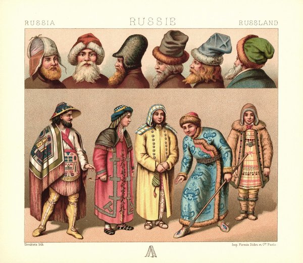 Russland. Ostjaken, Tungusen, Koloche oder Hinkite. Lithografie von 1888. (T447)
