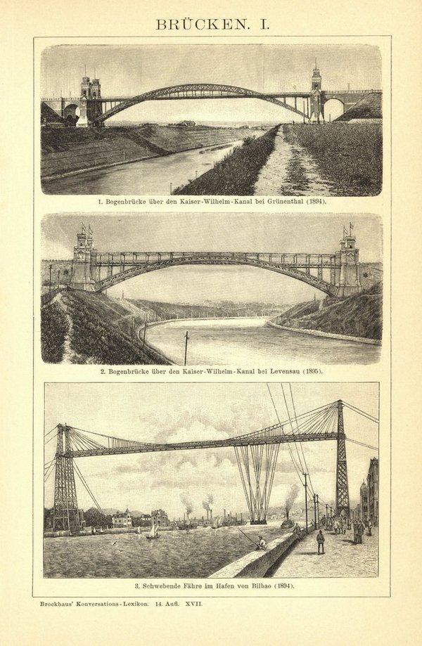 Brücken. Buchillustration (Stich) von 1897