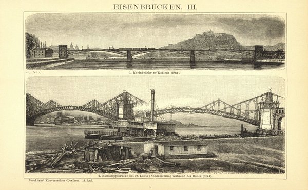 Eisenbrücken III. Buchillustration (Stich) von 1897
