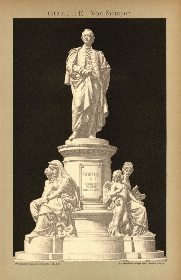 Goethe Statue. Buchillustration (Stich) von 1897