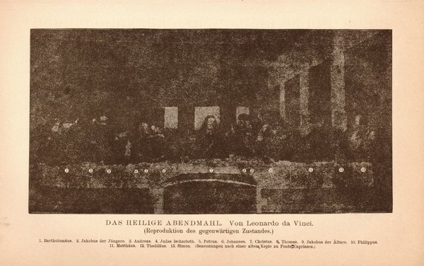 Das Heilige Abendmahl, da Vinci. Buchillustration (Stich) von 1897