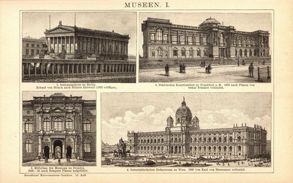 Museen. Buchillustration (Stich) von 1897