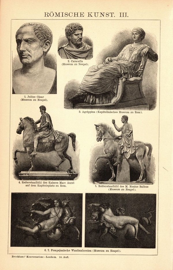 Römische Kunst . Buchillustration (Stich) von 1897