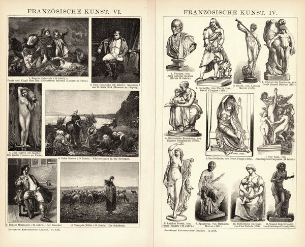 Französiche Kunst IV-VI. Buchillustration (Stich) von 1897