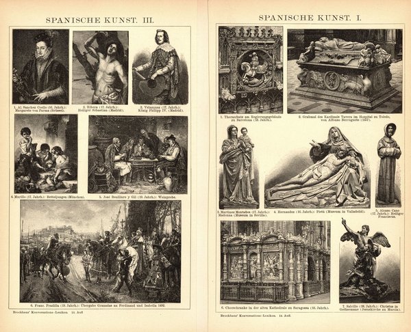 Spanische Kunst. Buchillustration (Stich) von 1897