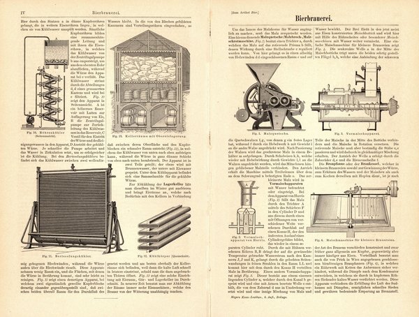 Bierbrauerei. Buchillustration (Stich) von 1893