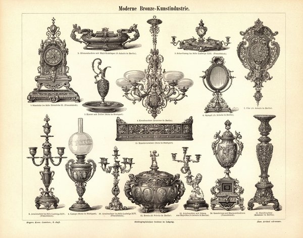 Moderne Bronze-Kunstindustrie. Buchillustration (Stich) von 1893