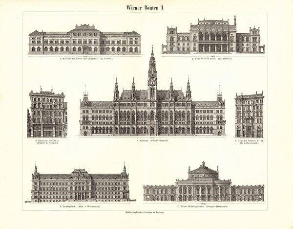 Wiener Bauten I. Buchillustration (Stich) von 1897