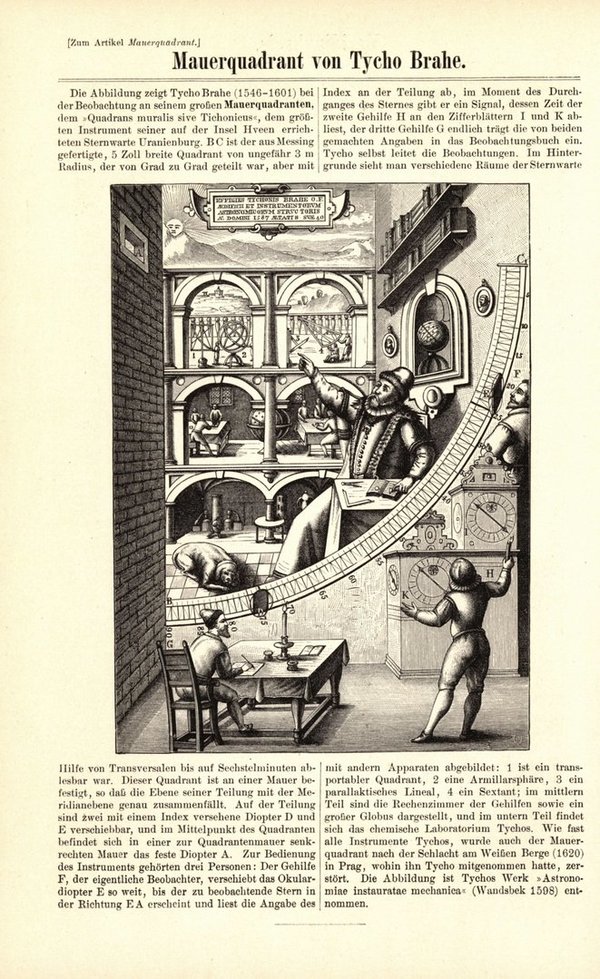 Meridiankreis der Sternwarte Strassburg. Buchillustration (Stich) von 1897
