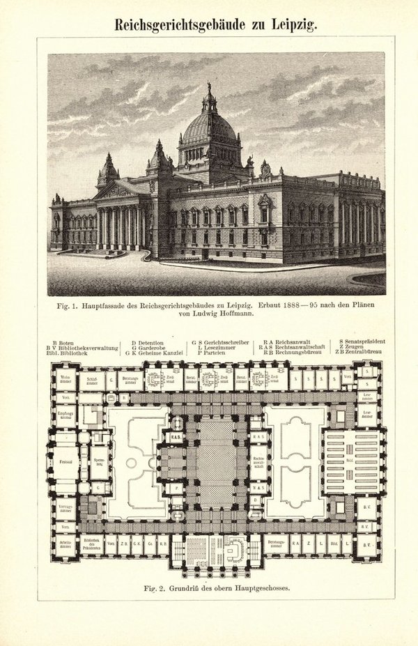 Reichsgerichtsgebäude zu Leipzig. Buchillustration (Stich) von 1897
