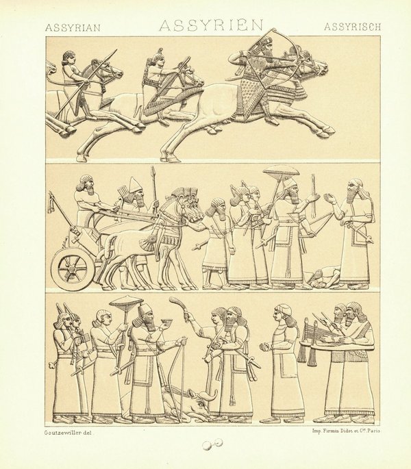 Ägypten. Gewänder und Jagduniformen, Könige, Adlige, Soldaten.  Grafik von 1888