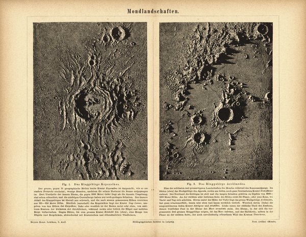 Mondlandschaften. Buchillustration von 1877