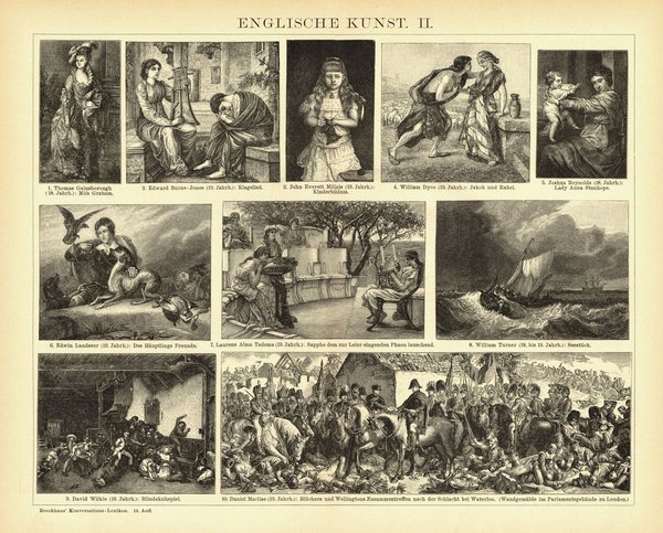 Englische Kunst I-III. Buchillustration (Stich) von 1894