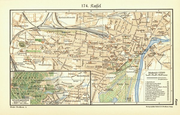 Kassel. Alte Landkarte von 1930