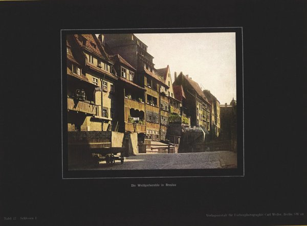 Die Weißgerberohle in Breslau, Schlesien. Farbenphotographie von 1924.