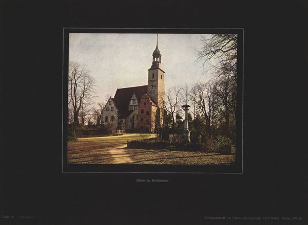 Kirche in Rothsürben, Schlesien. Farbenphotographie von 1924.