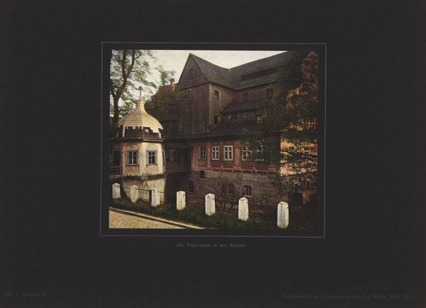 Alte Papiermühle in Bad Reinerz, Schlesien. Farbenphotographie von 1924.