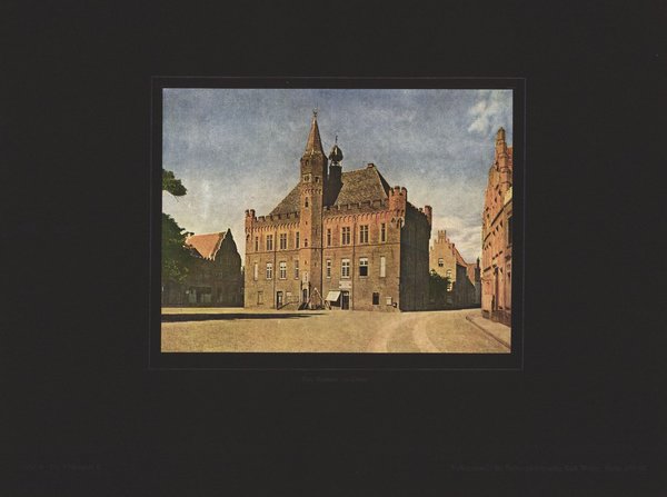 Das Rathaus zu Calear, Die Rheinlande. Farbenphotographie von 1921.