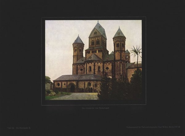 Die Abteikirche von Maria-Laach, Die Rheinlande. Farbenphotographie von 1922.