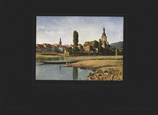 Das Wörth in Kreuznach an der Nahe, Die Rheinlande. Farbenphotographie von 1922.
