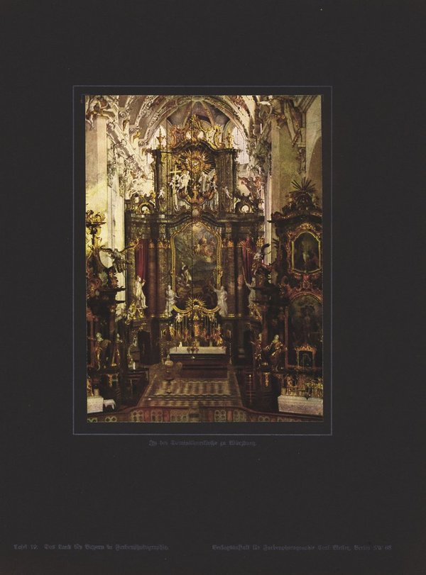 Die Dominikanerkirche zu Würzburg, Bayern. Farbenphotographie von 1918.