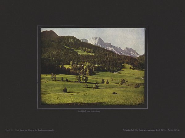 Landschaft am Untersberg, Bayern. Farbenphotographie von 1918.