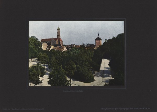 Augsburg, St. Ulrichskirche, Bayern. Farbenphotographie von 1918.