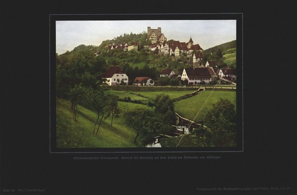 Würtembergischer Schwarzwald, Berneck bei Altensteig, Schwaben. Farbenphotographie von 1914.