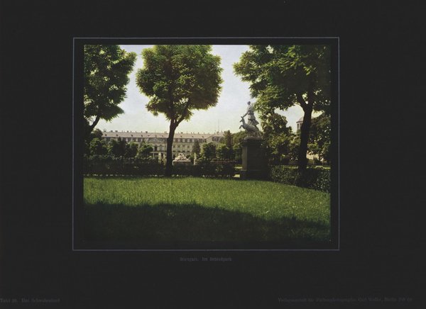 Stuttgart, im Schlosspark, Schwaben. Farbenphotographie von 1914.