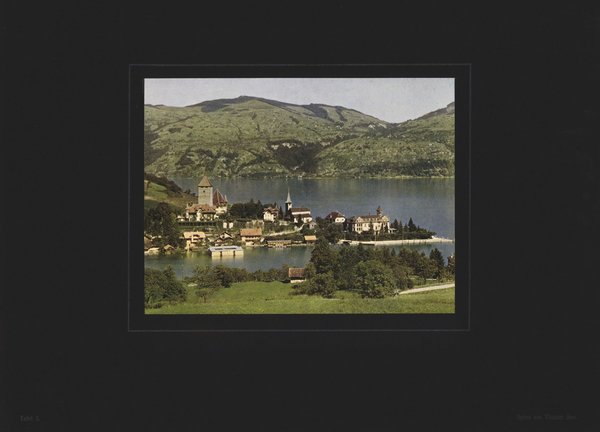 Spiez am Thuner See, Schweiz, Farbenphotographie von 1910.