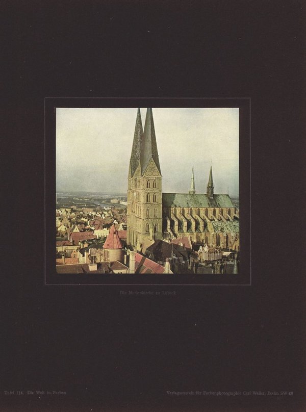 Die Marienkirche zu Lübeck, Farbenphotographie von 1910.