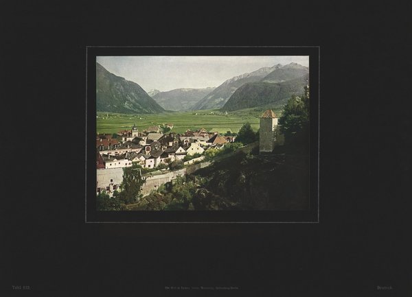 Bruneck, Italien, Farbenphotographie von 1910.