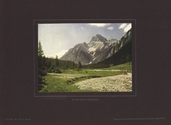 Die hohe Gaisl bei Schluderbach, Italien, Farbenphotographie von 1910.