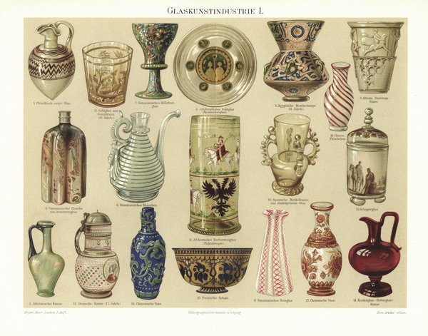 Glaskunstindustrie. Lithografie von 1895