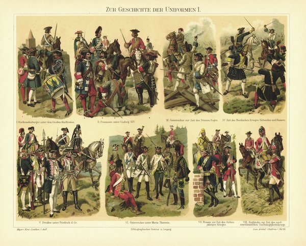 Zur Geschichte der Uniformen I. Lithografie von 1898