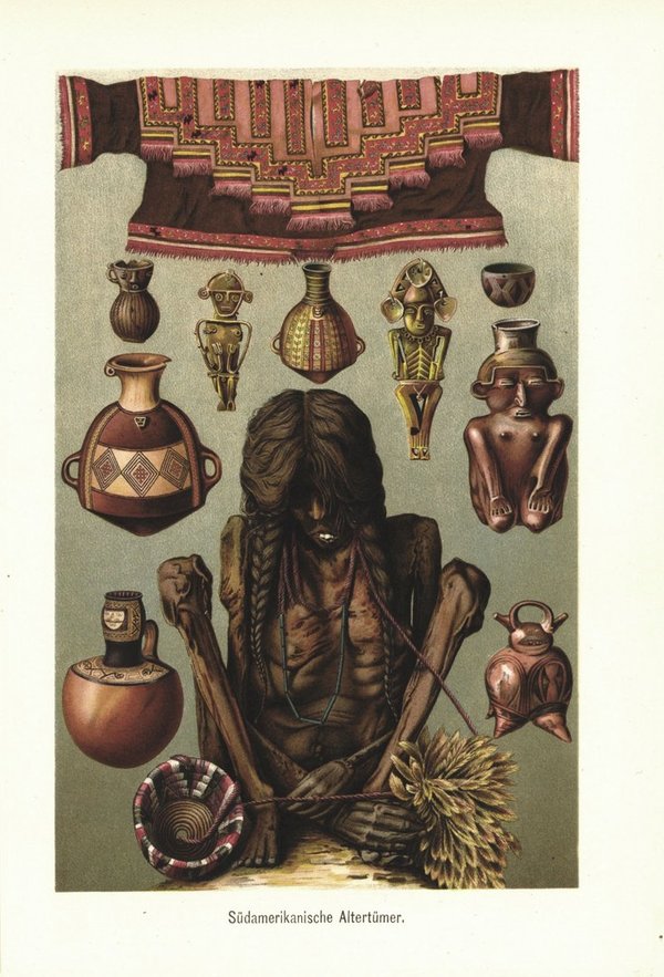 Südamerikanische Altertümer. Lithografie von 1902