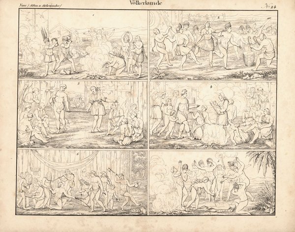 Amerikanische Stämme, Sitten und Gebräuchen, Völkerkunde Nr. 24. Lithografiertes Blatt von 1830.