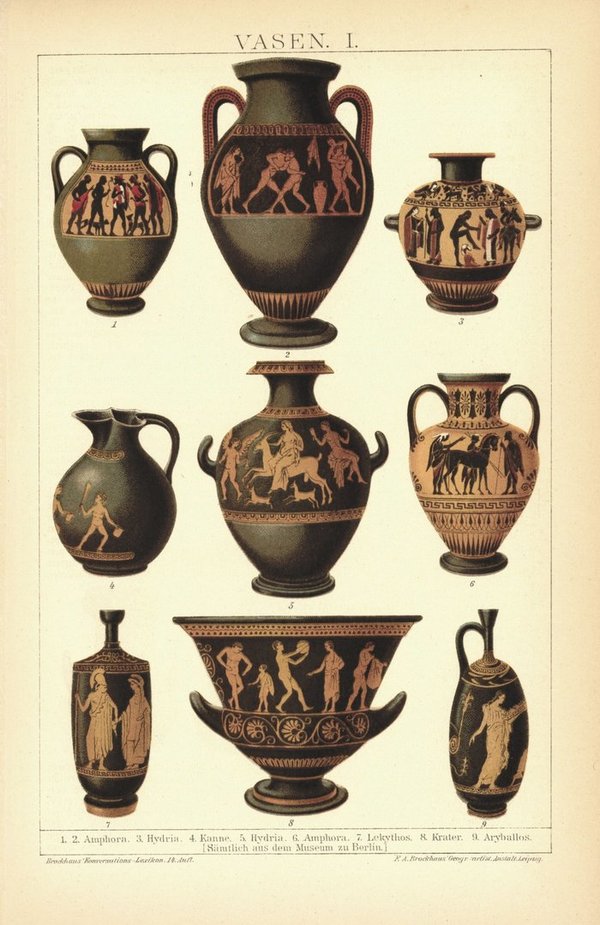 Vasen aus dem Museum zu Berlin. Lithographie von 1894