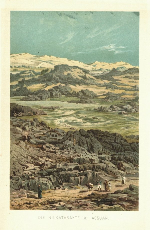 Die Nilkatarakte bei Assuan. Lithographie von 1886
