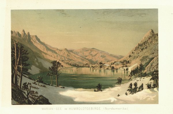 Marian-See im Humboldtgebirge, Nordamerika. Lithographie von 1886